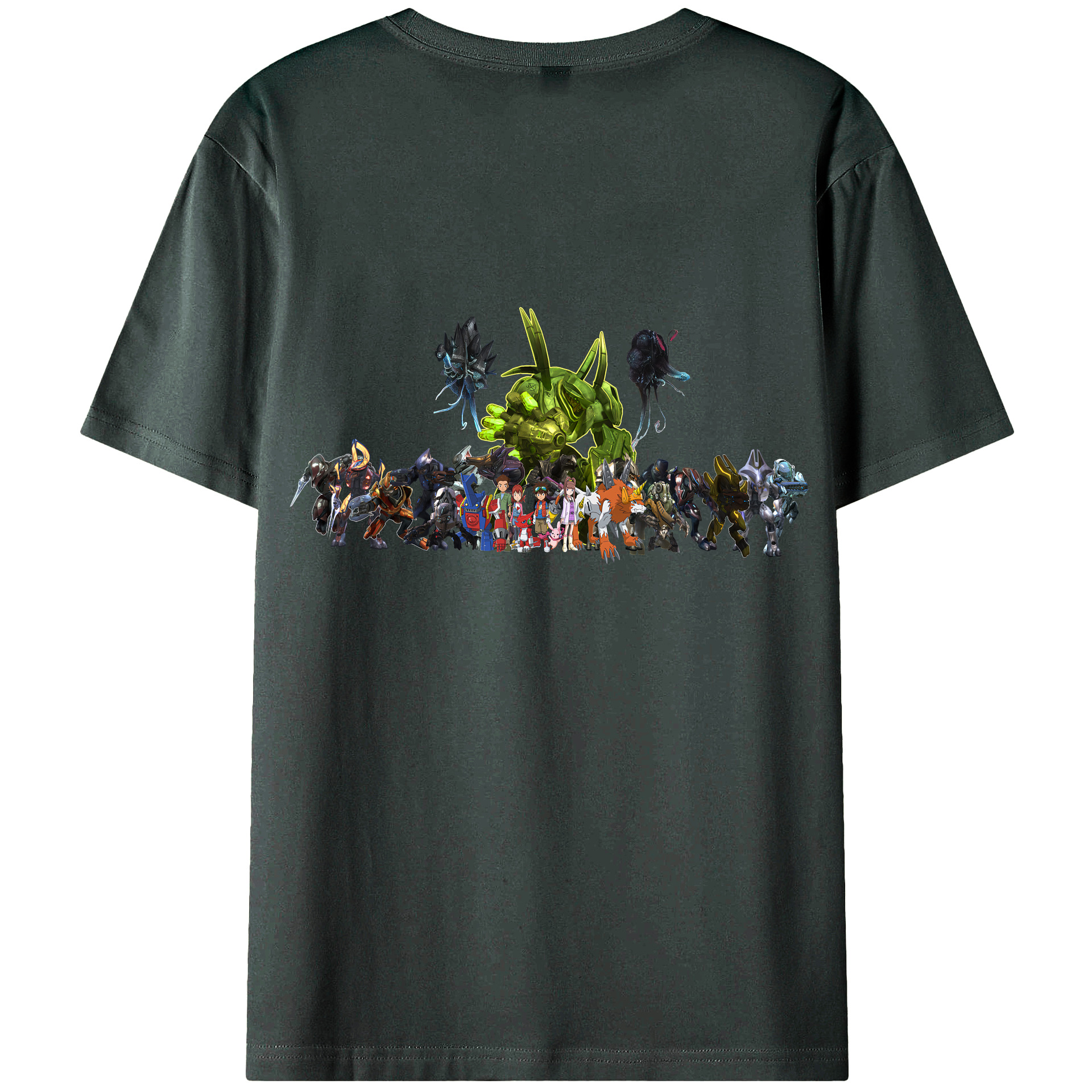 （画像用） Digimon デジタルモンスター/デジモン 綿100％ メンズ半袖Tシャツ（バックプリント） 通気性